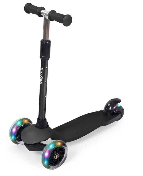 Scooter pour enfants LifeGoods HappyStep - Étape 2-5 ans - 3 roues lumineuses - Garçons/Filles - Noir