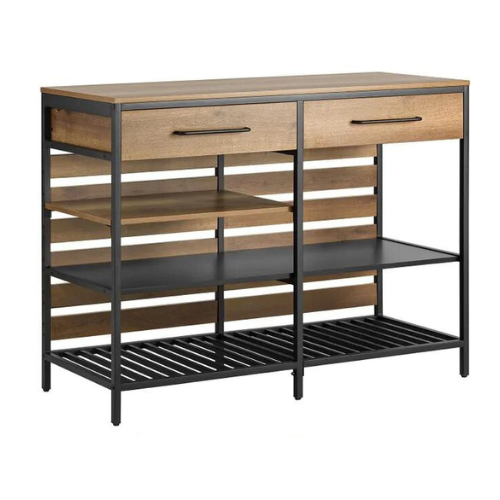 SoBuy Table murale - Avec 2 tiroirs et 3 étagères -Max. 105 kg - Industriel - 120 x 45 x 91 cm