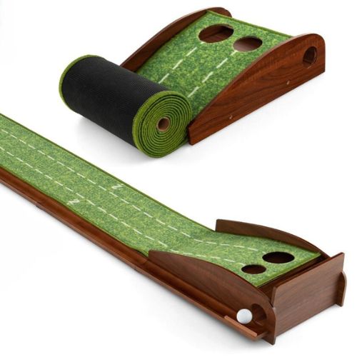 Tapis de golf - Coast - Retour automatique des balles - infroissable - 302 x 37 x 15 cm - 3 balles de golf incluses