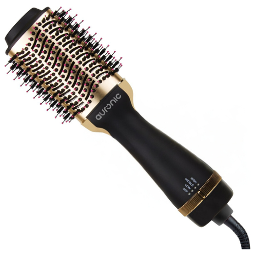 Auronic - Brosse soufflante et coiffante 3 en 1 - 1000W - Noir/or