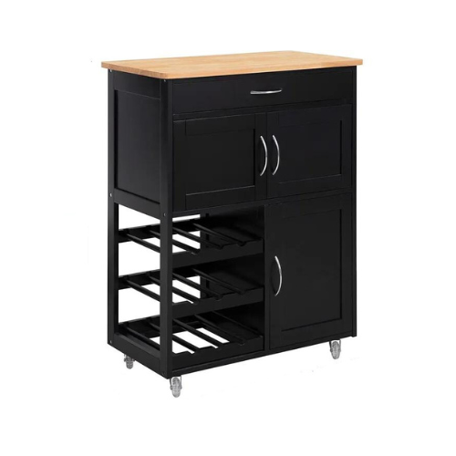 SoBuy Serviteur de cuisine - avec porte-bouteilles - 3 portes - 67x87x38 cm