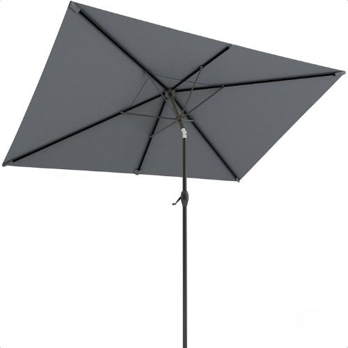 Parasol LifeGoods imperméable avec housse, 270x180cm, Gris foncé