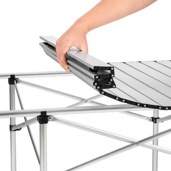 tectake® - Table de camping - Pliable - Sac de transport inclus - 140 x 70 cm - Gris - 401170