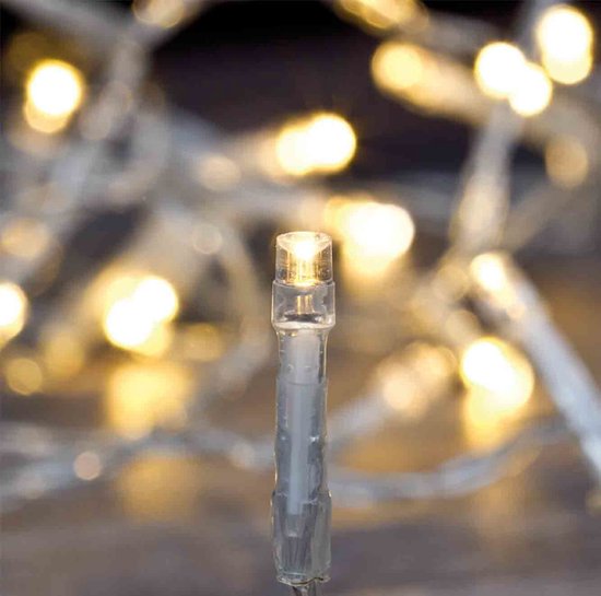 Lumières LED - 180 LED - 13,5 mètres - Blanc chaud - Cordon transparent