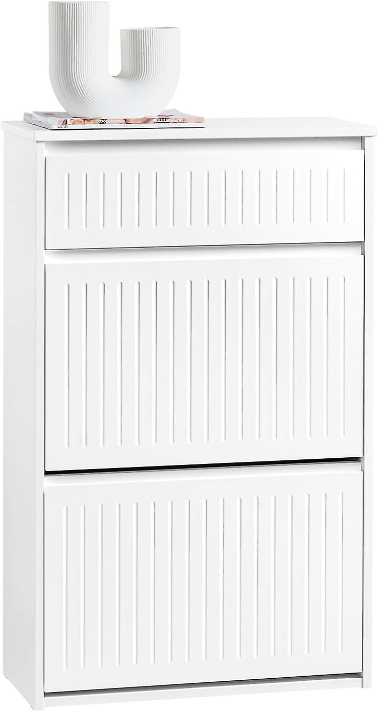 SoBuy Meuble de rangement pour chaussures - FSR165-W - 3 tiroirs - MDF - 61x26x100cm - Blanc100