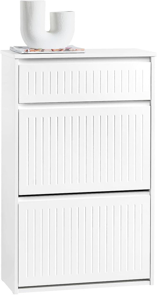 SoBuy Meuble de rangement pour chaussures - FSR165-W - 3 tiroirs - MDF - 61x26x100cm - Blanc100