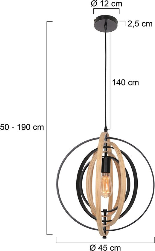 Anne Lighting - suspension - Muoversi - naturel - bois - Ø 45 cm - E27 - 3491BE