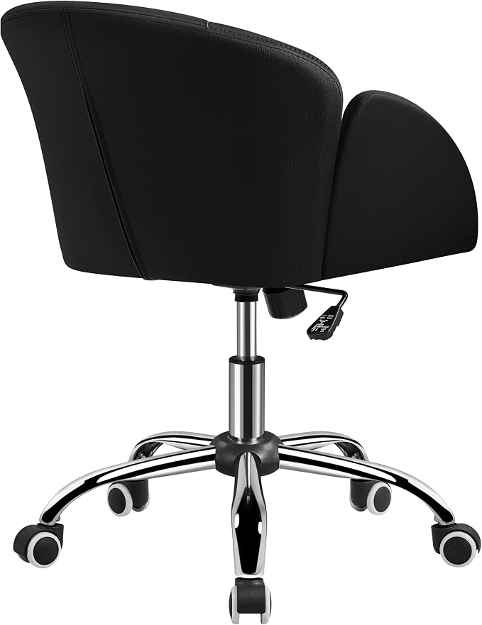 Chaise de bureau ergonomique Yaheetech - Noire - Chaise pivotante réglable avec accoudoirs et fonction d'inclinaison