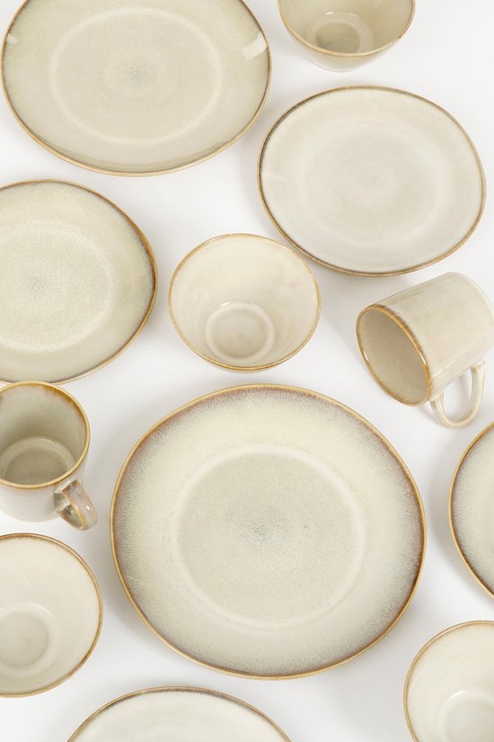 Service de table Mica Decorations Racco, 16 pièces - 4 couverts - Grès - Beige