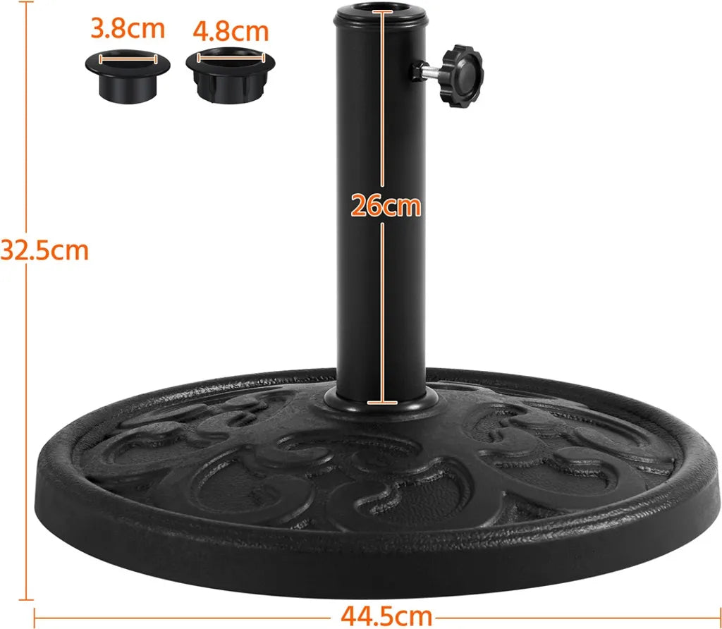 Yaheetech Pied de parasol 44,5 × 44,5 × 32,5 cm - Noir - Pied de parasol 10 kg pour mâts de parasol de 38-48 mm