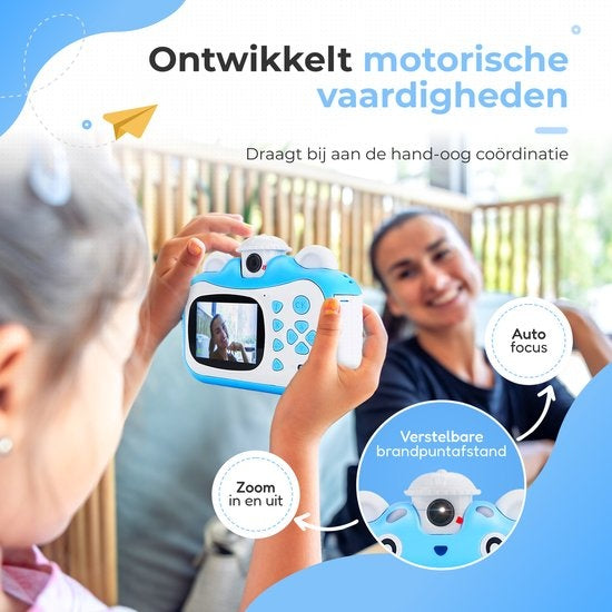 AyeKids Instant Print Kids Camera - Mini imprimante thermique - Imprimante photo - Comprend 3 rouleaux et 12 marqueurs de couleur - Bleu