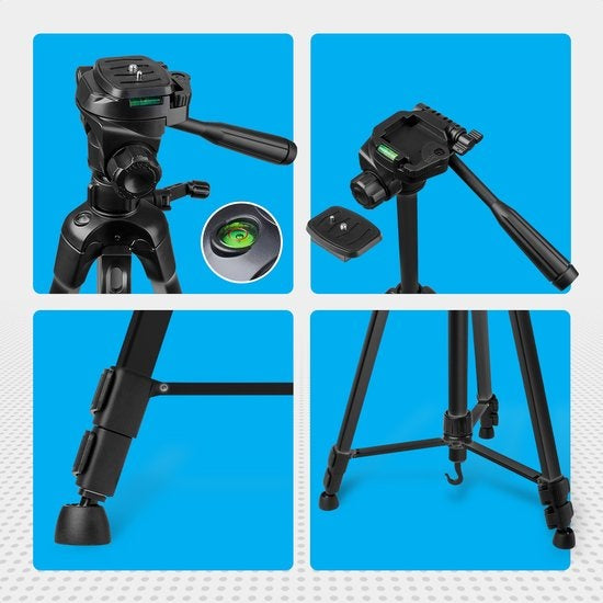 Auronic Tripod - Appareil photo ou téléphone - Trépied avec support pour smartphone - Noir