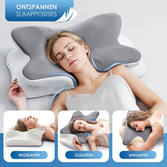 Maqi Living® Oreiller en mousse à mémoire de forme pour les douleurs cervicales – Oreiller orthopédique et ergonomique - Convient aux personnes dormant sur le dos, sur le côté ou sur le ventre - Mousse à mémoire de forme - Blanc