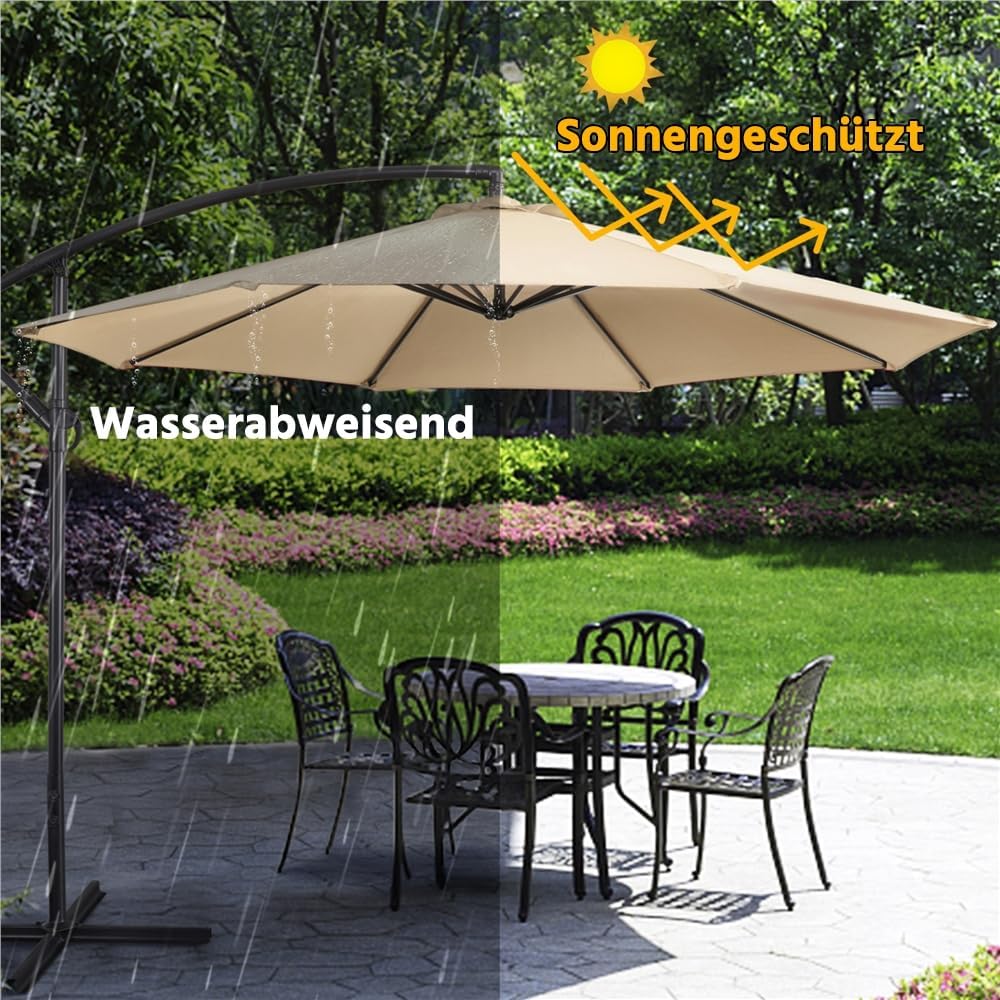 Parasol suspendu Yaheetech 300 cm - Octogonal - Polyester - Avec balancier et pied en croix