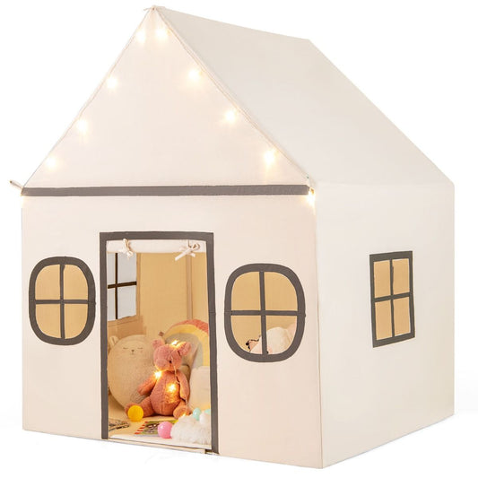 Tente de jeu pour enfants Coast avec lumières étoilées et tapis rembourré - Beige/Brown - 120 x 101 x 143 cm