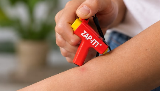 NoMasQuito Zap-It ! Appareil anti-piqûres de moustiques - Piézoélectrique - Sans piles - Rouge/Jaune - 17 x 8 x 2,3 cm