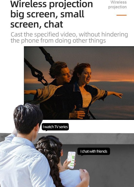 Fuegobird Smart Mini Projecteur - Support de téléphone mobile sans fil même écran