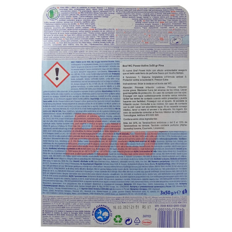 Bref power activ 3 x 50 grammes - Vert/Bleu -