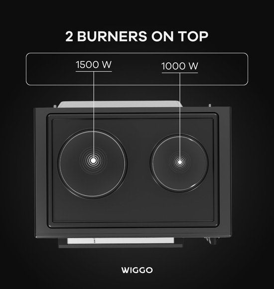 Wiggo WMO-E4562H(B) - Mini-four autonome avec plaque de cuisson - Électrique - 60 cm - 45 litres - 3 534 W - Garantie 5 ans - Noir