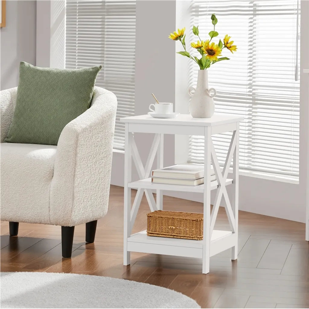 Table de chevet Yaheetech avec tablette ouverte, 40 x 40 x 61 cm, blanc