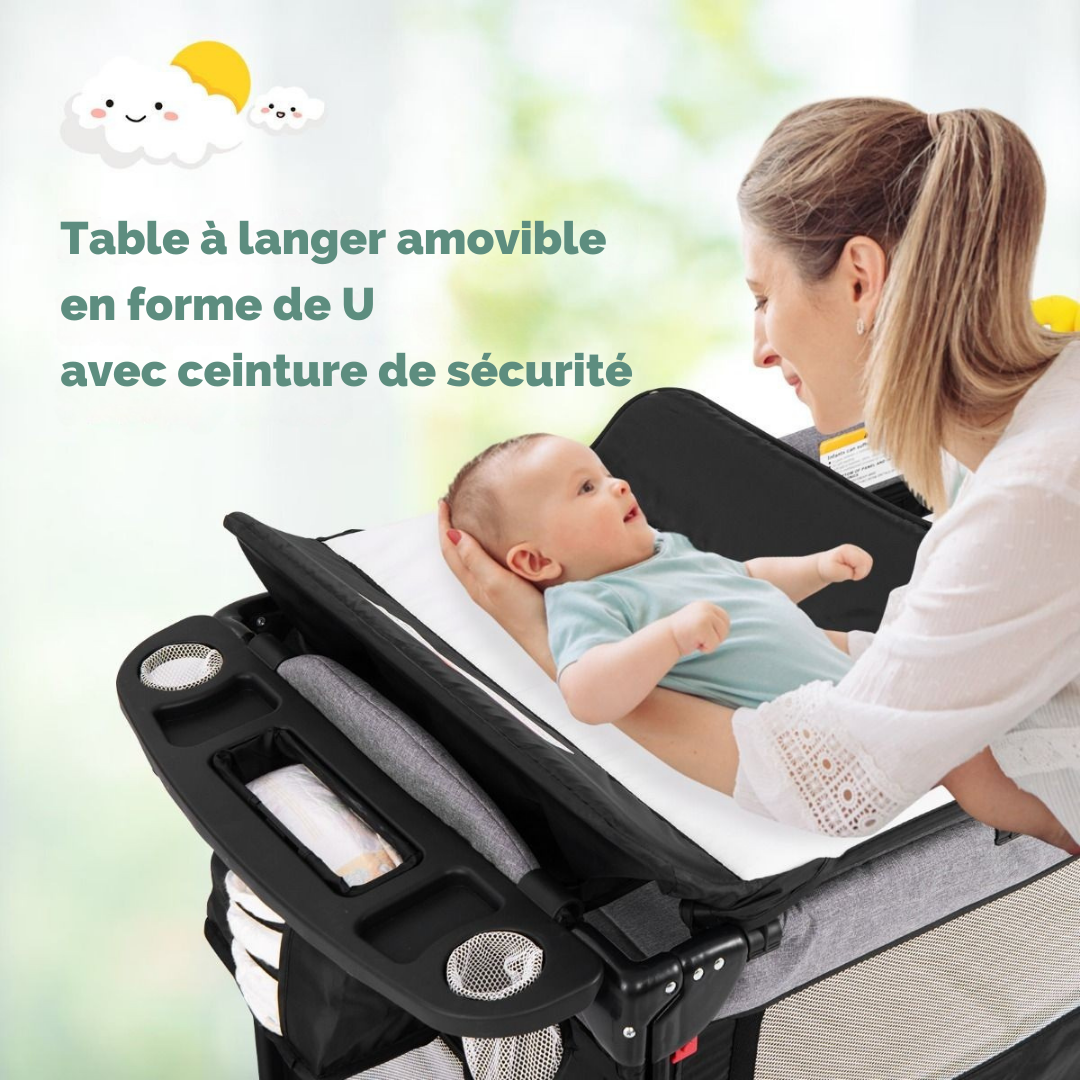 Lit de bébé multifonction Coast - 76 x 108.5 x 83 cm - Noir