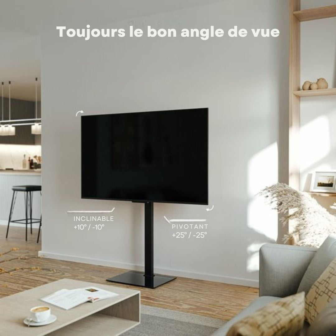 Meuble TV Auronic- hauteur réglable - Pivotant - Inclinable - 32 à 70 pouces - Noir