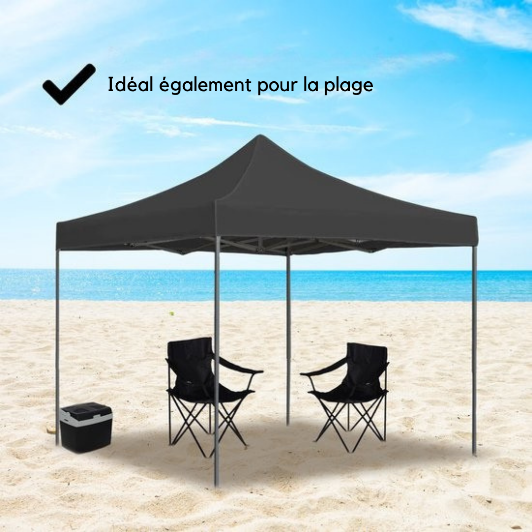 Tente de fête Brixy - Pliable - Etanche - 3x3m - H280/310cm - Noir