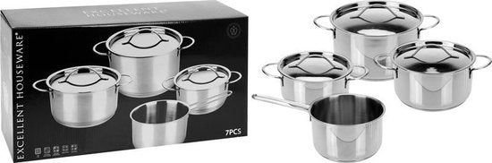 Ensemble de casseroles 7 pièces - Excellent Houseware - acier inoxydable