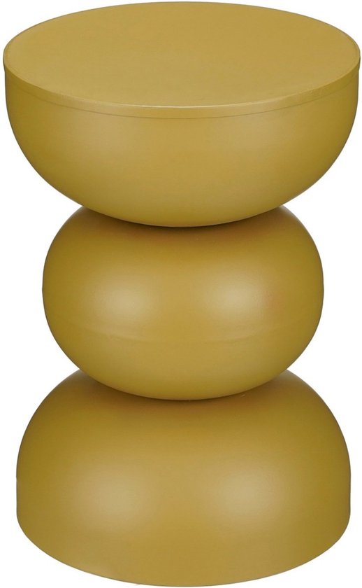 Mica Decorations Luna Table d'appoint - Table d'appoint ronde H46 x Ø32 cm - Petite table en fer pour chambre ou salon - Table de chevet ou table pour plantes - Jaune ocre