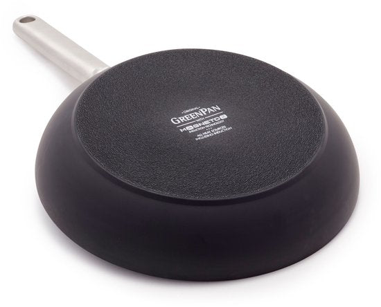 Poêle à induction en céramique Greenpan Omega avec couvercle, 30 cm - Sans PFAS - Poêle à induction - Poêle à induction - Lavable au lave-vaisselle - Résistante au four jusqu'à 200 °C - Résistante aux rayures - Empilable - Aluminium - Noir