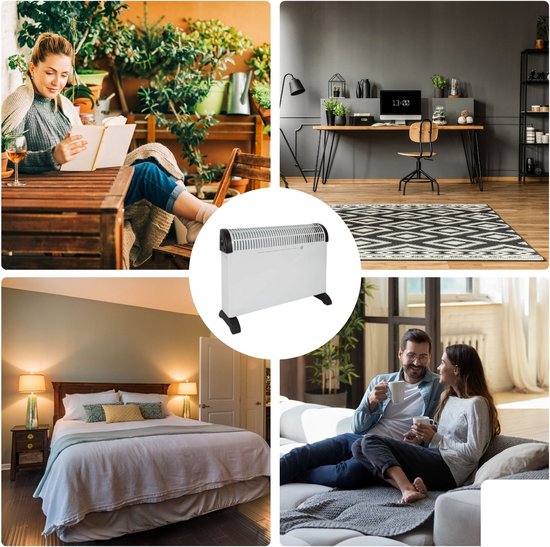 Convecteur / Chauffage électrique d'appoint - Perel - Fonction Turbo - 2000W - 3 niveaux de chaleur - 58x19,6x42 cm - Blanc