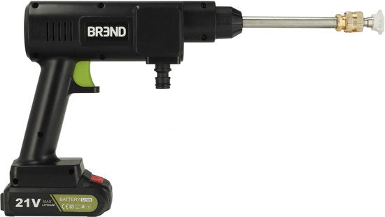 BREND BR-2235 Nettoyeur haute pression sans fil avec batterie et buse réglable - 3 modes de pulvérisation - Pulvérisateur haute pression avec tuyau d'aspiration et bouteille - Noir
