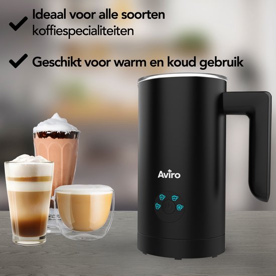 Aviro Milk Frother With Spout - Electric - 300ML - 4-in-1 - Milk Frother - Milk Whiskisk - Milk Frother - Black