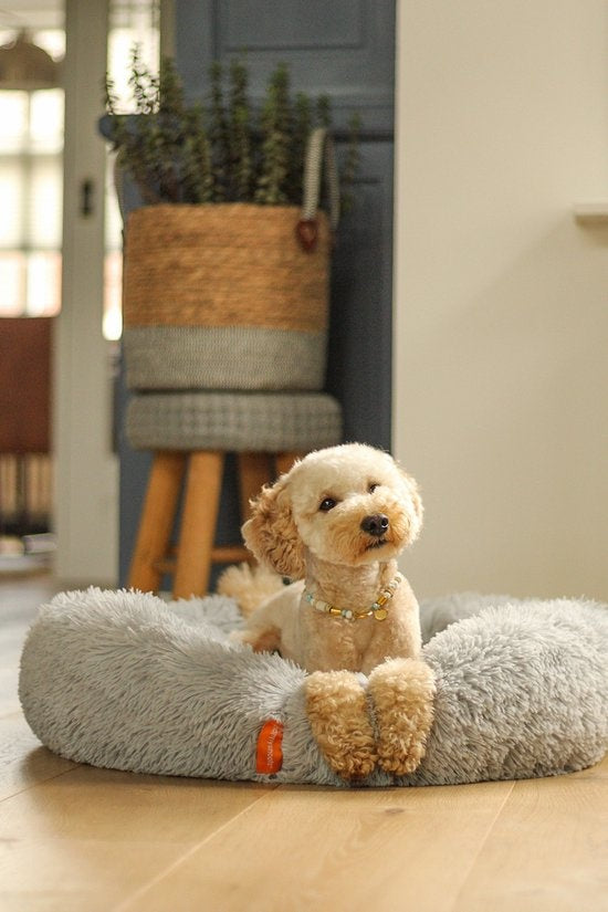 Happysnuts Donut Dog Basket 120cm - Extra Large - Fluffy - Luxury Dog Bed - Lit pour chien - Lavable - Grey