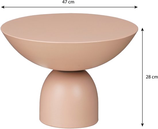 Mica Decorations Table d'appoint Celise - H28 x Ø47 cm - Métal - Rose clair