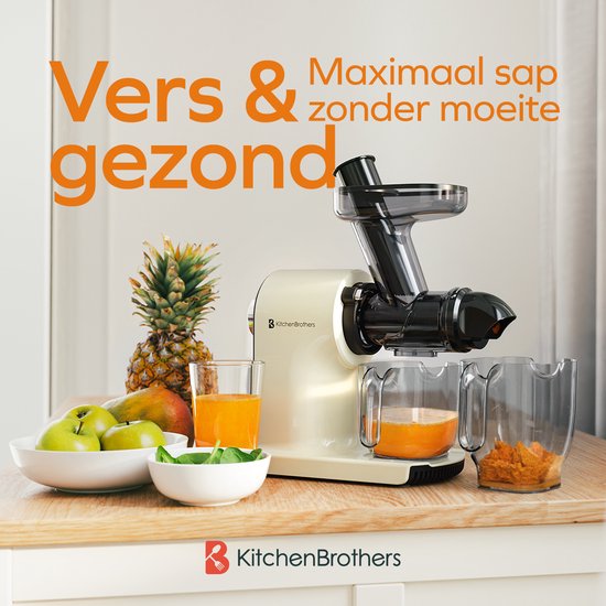 KitchenBrothers Slowjuicer - Compact - Presse-agrumes - Presse-légumes et fruits - 45 mm - 500 ml - Cadeau de fête des mères - Champagne