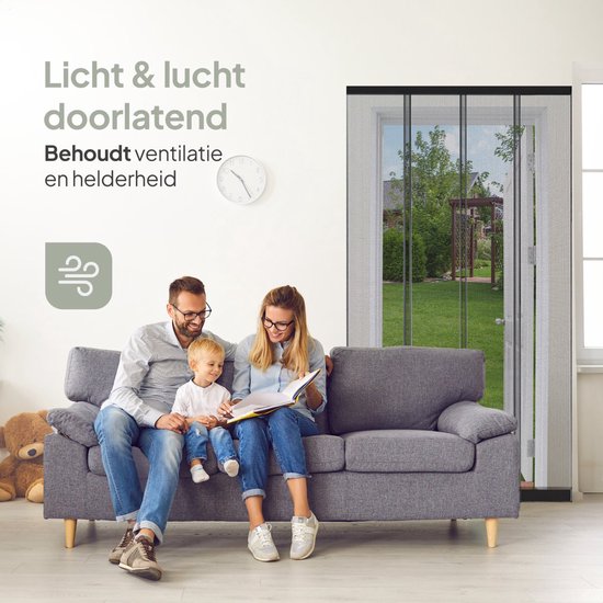 O'DADDY® Fly Curtain Slat Screen - 184x260 cm - Rideau de porte - Porte - Design ajustable - Fibre de verre - Moustiquaire de porte noire