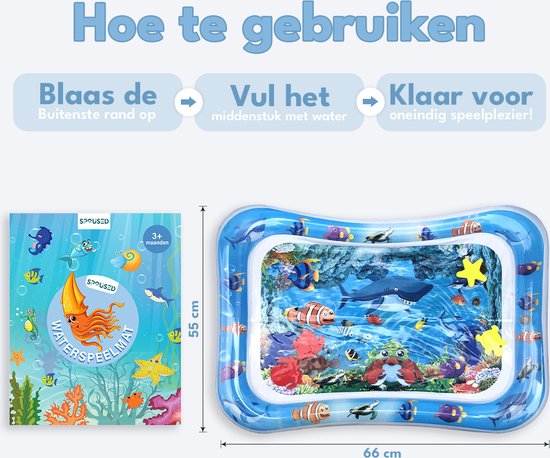 Tapis d'eau Spoused - Tapis d'eau - Tapis d'éveil - Tummy Time - Coffret cadeau de luxe