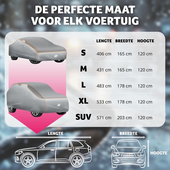 tectake® Couverture de protection pour voiture contre la grêle avec insert en mousse imperméable à l'eau et respirante 571x 203x 120cm SUV / VAN Gris