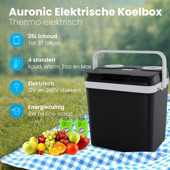 Auronic Electric Coolbox - Coolbox - 25L - 12V et 240V - Noir