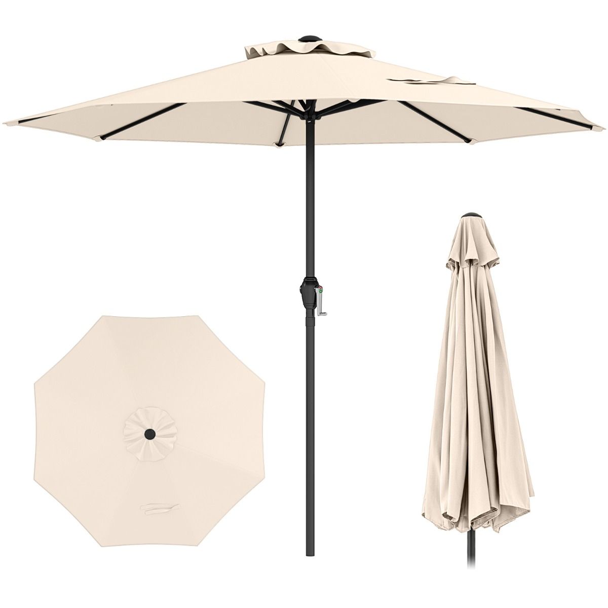 Parasol de terrasse Coast - avec manivelle - conception ventilée - 260 cm - beige