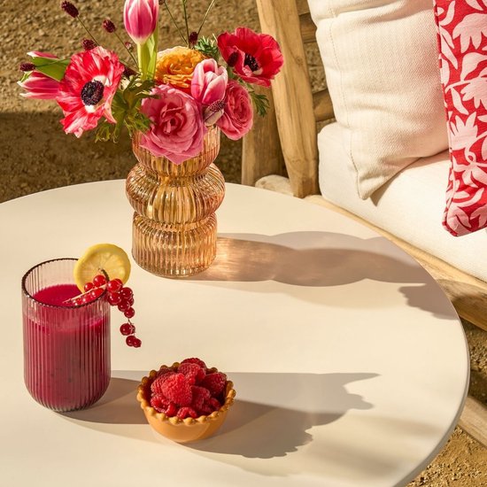Mica Decorations Seattle : table d'appoint ronde d'extérieur - Table basse - Table de salon d'extérieur - Peut également servir de petite table pour plantes ou de support pour plantes - Métal - 38 x 61 cm - Crème