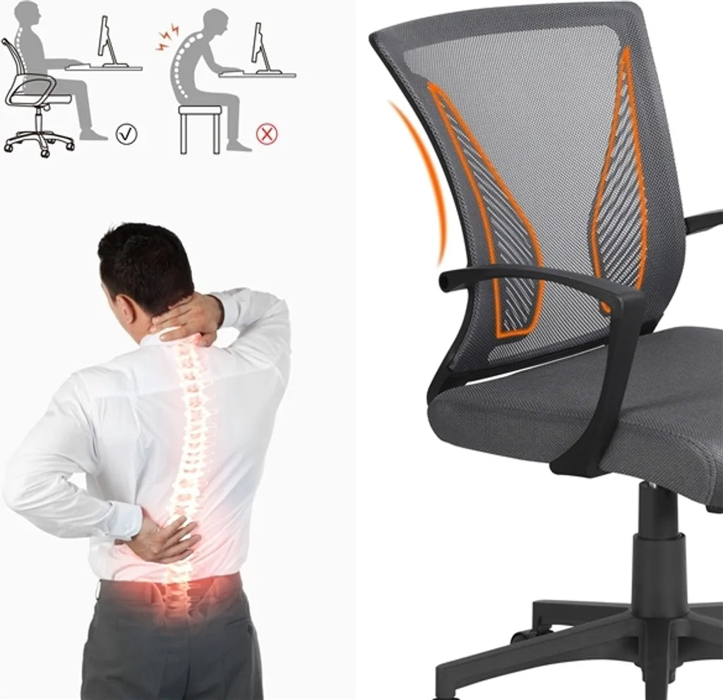 Chaise de bureau Yaheetech en maille, gris foncé