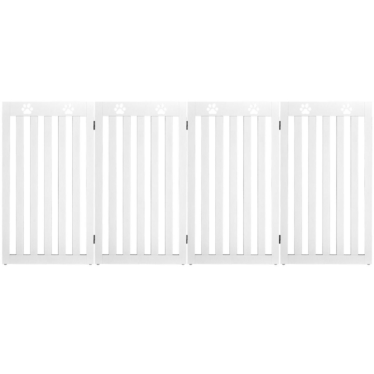 Clôture pour chien en bois autoportante Clôture pour chien pliable en 3 parties avec charnières flexibles Blanc