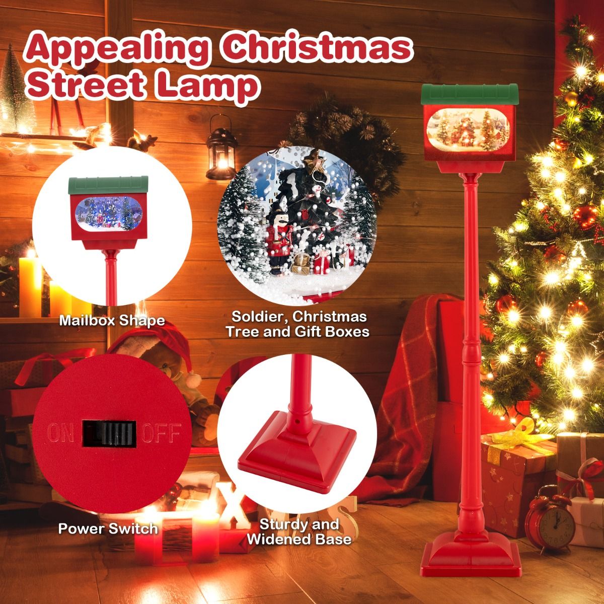 Coast Christmas Floor Lamp with Music - 32 x 32 x 150 cm - Rouge