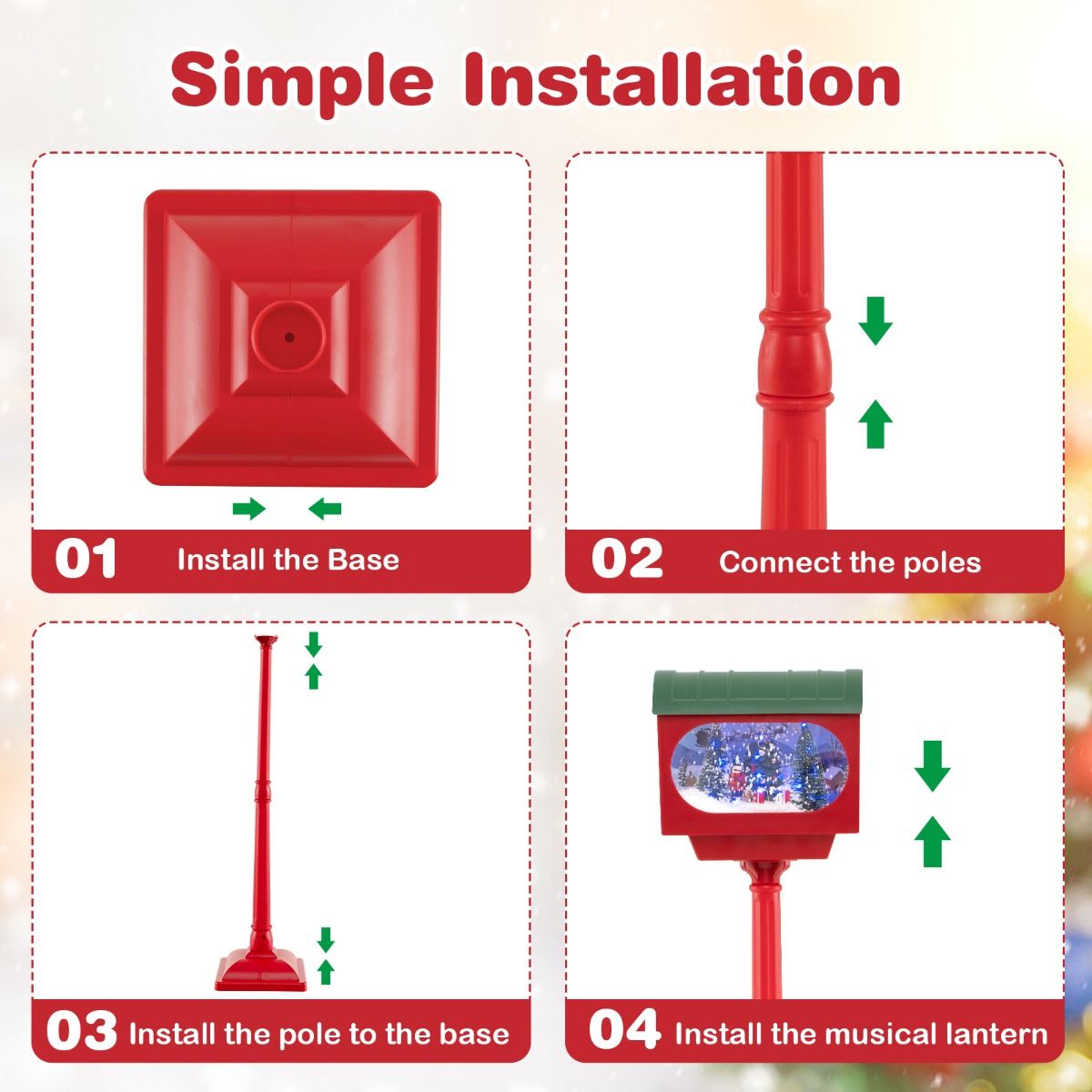 Coast Christmas Floor Lamp with Music - 32 x 32 x 150 cm - Rouge