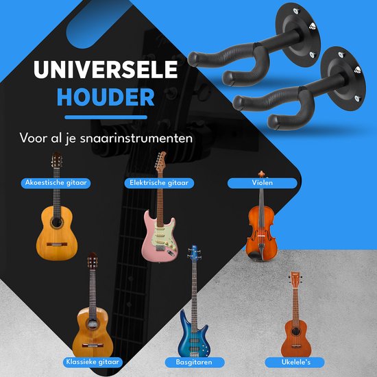 Support mural pour guitare Finesse - Lot de 2 - avec médiators - Support mural - Support pour guitare