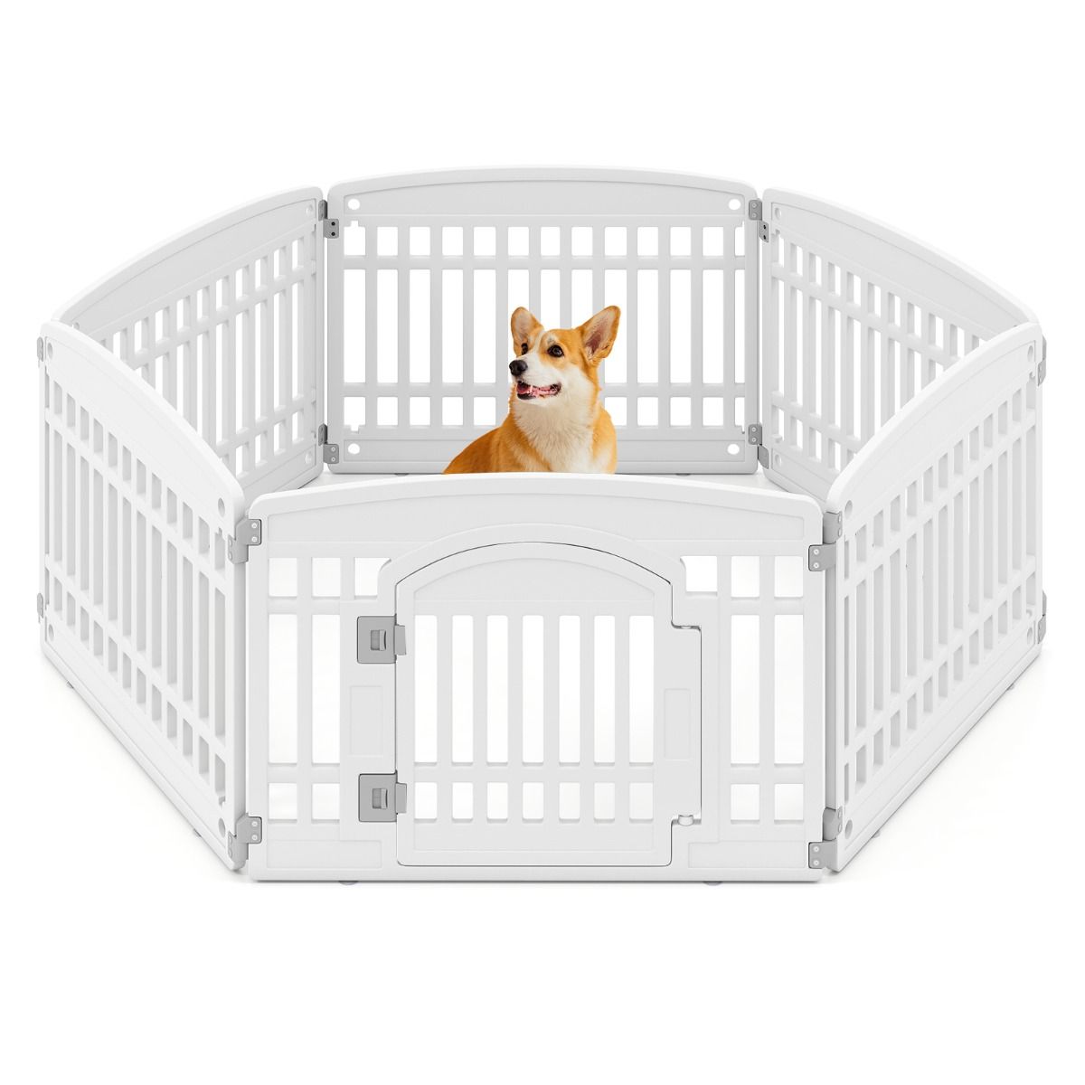 Coast Parc à chiots pliable - 172 x 87 x 60 cm - blanc - 6 panneaux - Parc à chiens en plastique avec porte