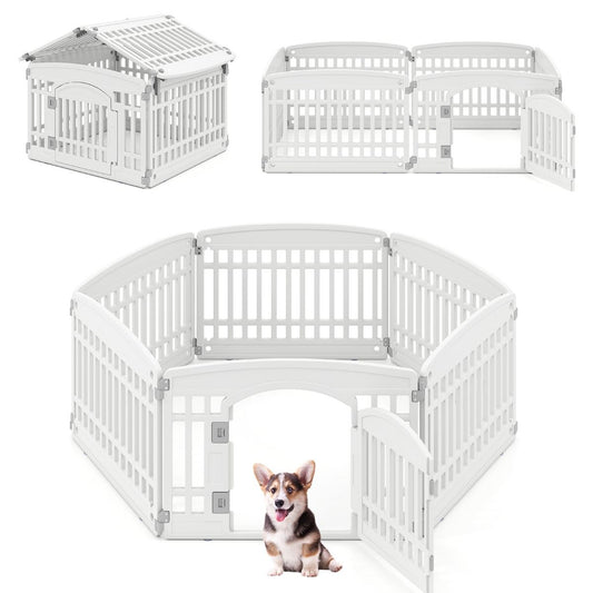 Coast Parc à chiots pliable - 172 x 87 x 60 cm - blanc - 6 panneaux - Parc à chiens en plastique avec porte