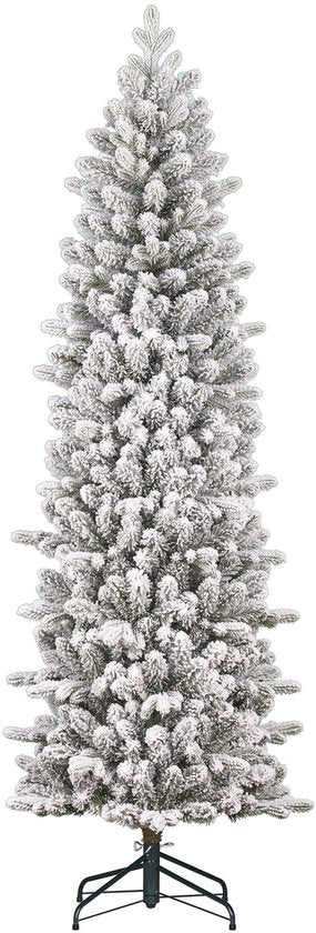 Black Box Trees Harma Slim : sapin de Noël avec effet neige et structure à charnières pour un montage rapide - Sapin artificiel pour petits espaces - Décoration de Noël d'intérieur - H 185 x Ø 63 cm - Vert givré